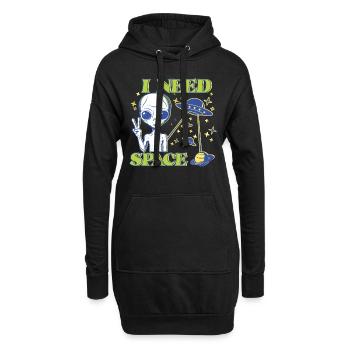 Lustiges Weltraum-Außerirdisches UFO-Raumschiff - Hoodie-Kleid - Schwarz - Vorne