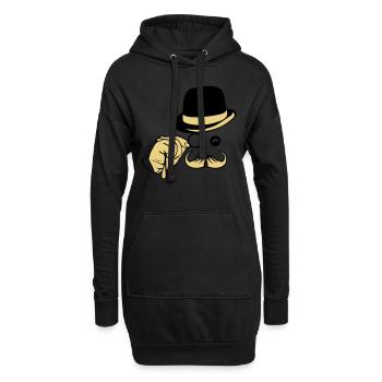 sourire chapeau monocle moustache melon - Sweat-shirt à capuche long Femme - noir - Devant