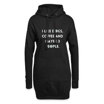 I like dogs coffee and maybe 3 people, unisex - Hoodie-Kleid - Schwarz - Vorne