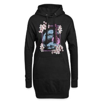 Fleur de cerisier Asie Fleur colorée - Sweat-shirt à capuche long Femme - noir - Devant
