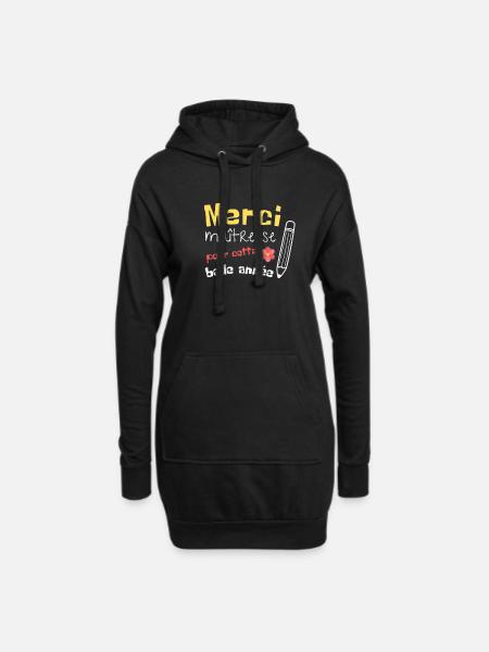 Merci maîtresse - Sweat-shirt à capuche long Femme - noir