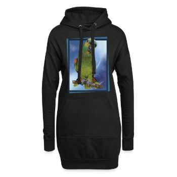 Die Blaustirnamazone - Hoodie-Kleid - Schwarz - Vorne