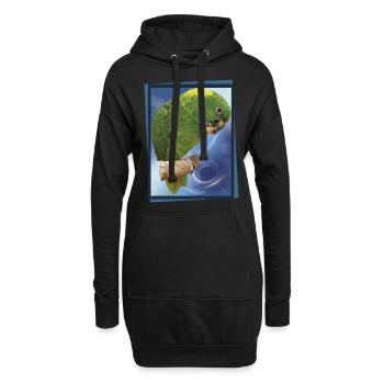 Le perroquet à nuque jaune - Sweat-shirt à capuche long Femme - noir - Devant