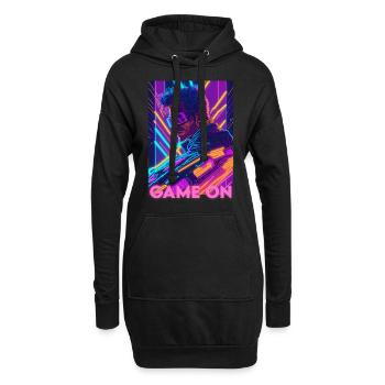 Jeu sur, Gamer, Geek, Neon - Sweat-shirt à capuche long Femme - noir - Devant