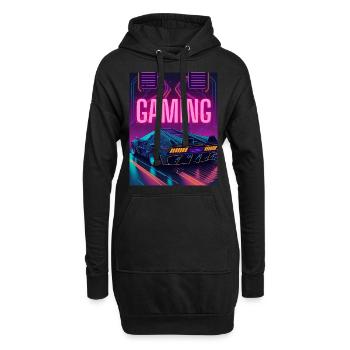 Gaming, Gamer, Neon, Player - Hoodie-Kleid - Schwarz - Vorne