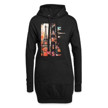Paris Tour Eiffel France City Skyline Art - Sweat-shirt à capuche long Femme - noir - Devant