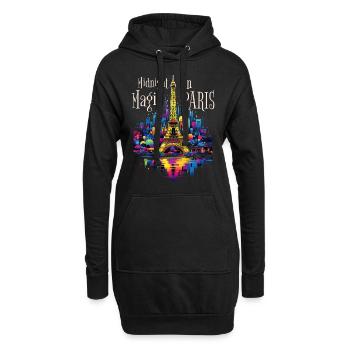 Paris, Tour Eiffel, France, Ville, Horizon, Nuit - Sweat-shirt à capuche long Femme - noir - Devant