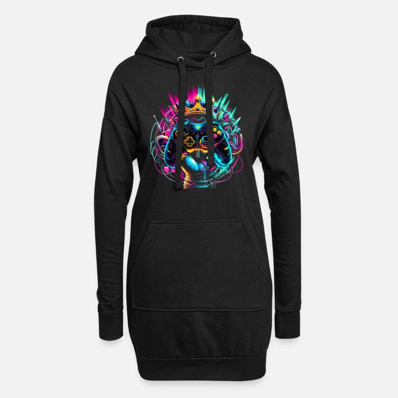Elite Gaming Held Controller & Krone - Hoodie-Kleid - Schwarz