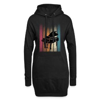 Retro Vintage Klavierspieler Klavier - Hoodie-Kleid - Schwarz - Vorne