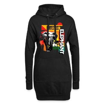 Elefant Afrika Safari Natur Wildnis Aquarell Kunst - Hoodie-Kleid - Schwarz - Vorne