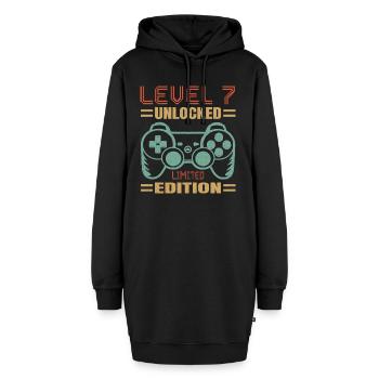 Anniversaire Niveau 7 Débloqué - Sweat-shirt à capuche long Femme - noir - Devant