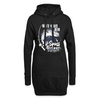 Rute Raus Der Spass Beginnt Angler Fische Geschenk - Hoodie-Kleid - Schwarz - Vorne