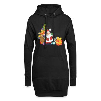 Weihnachtsmann mit Geschenke - Hoodie-Kleid - Schwarz - Vorne