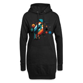 Geometrischer Eisvogel - Kunstvolles - Hoodie-Kleid - Schwarz - Vorne