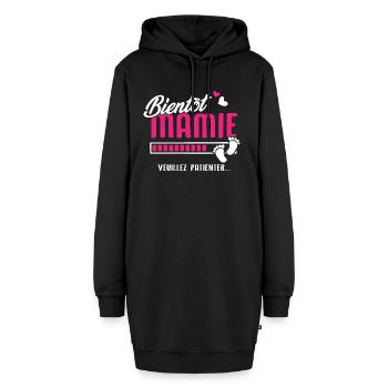 bientôt Mamie veuillez patienter - Sweat-shirt à capuche long Femme - noir - Devant