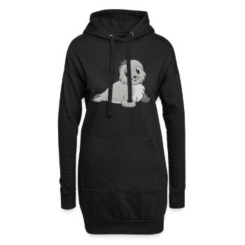 Robbe Plüschtier - Hoodie-Kleid - Schwarz - Vorne