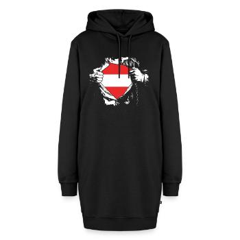 Ich liebe Österreich - Superheld - Hoodie-Kleid - Schwarz - Vorne