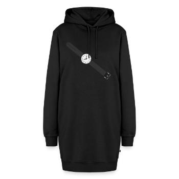 uhr zeit watch clock time hourglass sanduhr162 - Hoodie-Kleid - Schwarz - Vorne - AI Model Female 172 light (172cm)