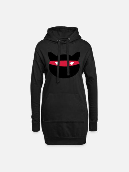 Chat Ninja - Sweat-shirt à capuche long Femme - noir