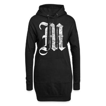 Tshirt alphabet initial M - Sweat-shirt à capuche long Femme - noir - Devant
