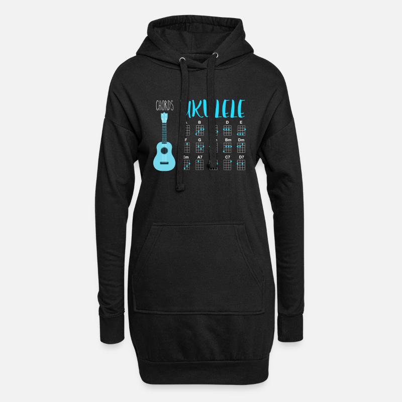 UKULELE CHORDS - Hoodie-Kleid - Schwarz