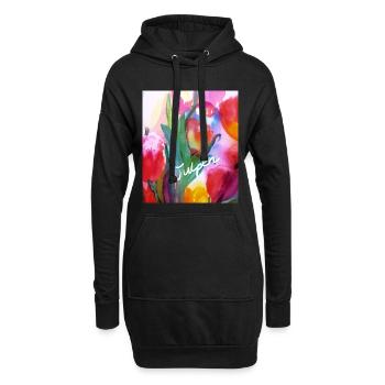 EG Blumen I Tulpen I Aquarell I Gerecke I flowers - Hoodie-Kleid - Schwarz - Vorne