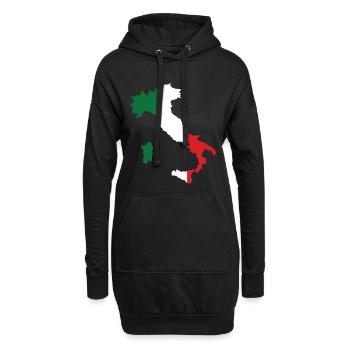 Italien Flagge Landkarte - Hoodie-Kleid - Schwarz - Vorne