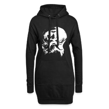 Visage rétro du Père Noël - Sweat-shirt à capuche long Femme - noir - Devant