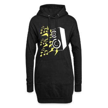 Lautsprecher und Musik - Hoodie-Kleid - Schwarz - Vorne