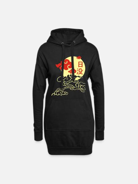 Manga sunset - Hoodie Dress - black