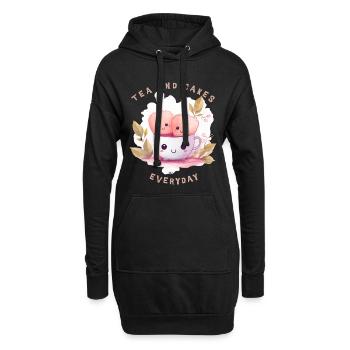 Tea and Cakes T-Shirt Süßer Kuchen Kawaii - Hoodie-Kleid - Schwarz - Vorne