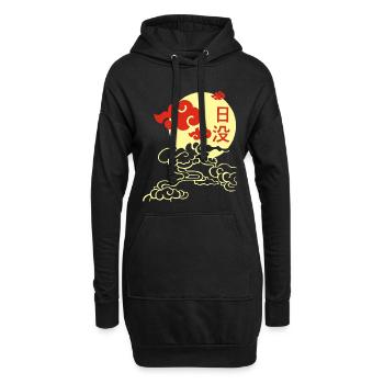 Coucher de soleil japonais - Sweat-shirt à capuche long Femme - noir - Devant