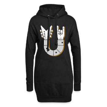 Rock Hand Gitarrenemblem - Hoodie-Kleid - Schwarz - Vorne