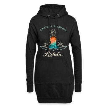 Einatmen Ausatmen Lächeln - Yoga Geschenk - Hoodie-Kleid - Schwarz - Vorne