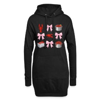 Écrevisses et Nœuds Roses Style Coquette - Sweat-shirt à capuche long Femme - noir - Devant