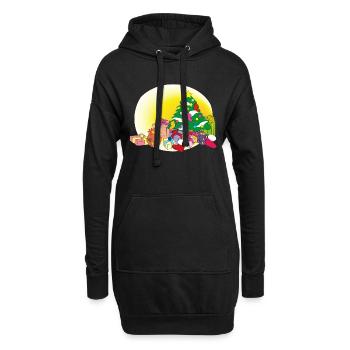 weihnachten winter rentier weihnachtsmann ugly chr - Hoodie-Kleid - Schwarz - Vorne