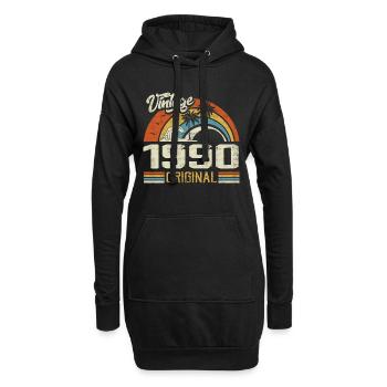 Vintage 1990er Vintage Retro Jubiläumsgeschenk - Hoodie-Kleid - Schwarz - Vorne