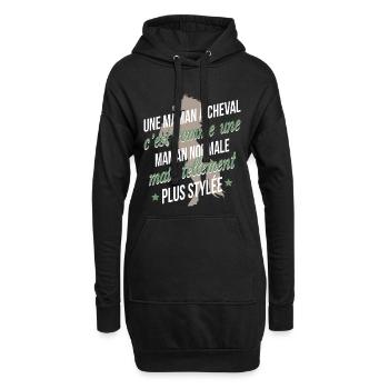 Une maman à cheval - Sweat-shirt à capuche long Femme - noir - Devant