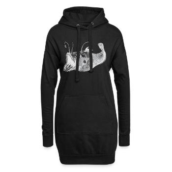 Poisson profond blanc - Sweat-shirt à capuche long Femme - noir - Devant