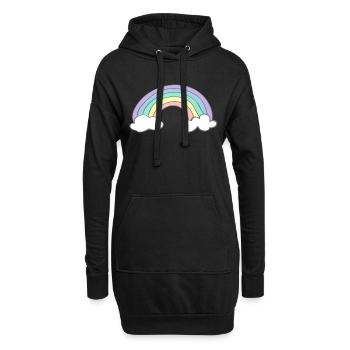 Regenbogen - Hoodie-Kleid - Schwarz - Vorne