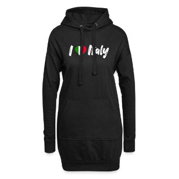 I love Italy Italien Spruch mit Herz Urlaub - Hoodie-Kleid - Schwarz - Vorne