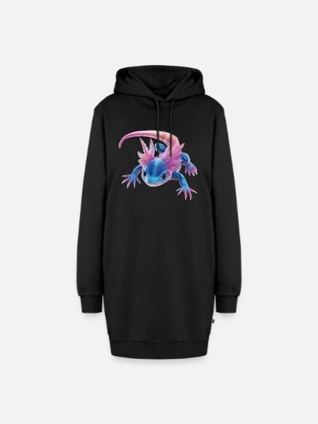 Axolotl - Hoodie-Kleid - Schwarz