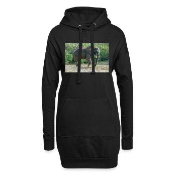 Elefant stampfte mit dem Fuß in den Sand. - Hoodie-Kleid - Schwarz - Vorne