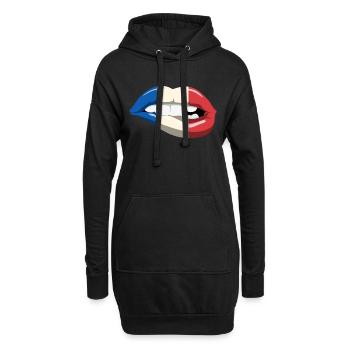 Frankreich Flagge Lippen Mund Französische Fahne - Hoodie-Kleid - Schwarz - Vorne