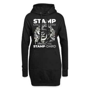 Collectionneur de timbres-poste vintage papa philatéliste - Sweat-shirt à capuche long Femme - noir - Devant
