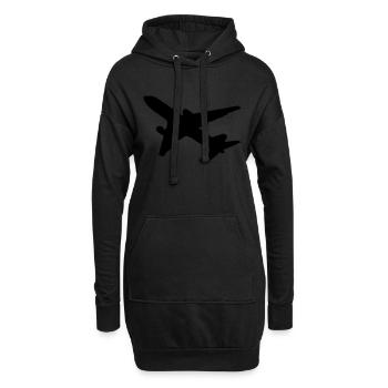 Flieger Flugzeug - Hoodie-Kleid - Schwarz - Vorne