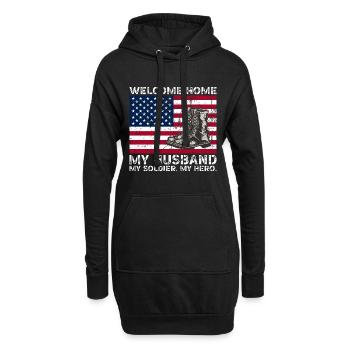 Willkommen zu Hause Mein Mann Mein Soldat Mein Held - Hoodie-Kleid - Schwarz - Vorne