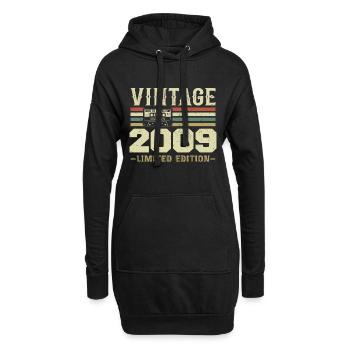 Jahrgang 2009 Retro Geburtstagsgeschenk 2009 - Hoodie-Kleid - Schwarz - Vorne