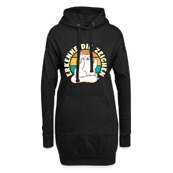 Erkenne die Zeichen, Katze, Mittelfinger, Stinke - Hoodie-Kleid - Schwarz - Vorne