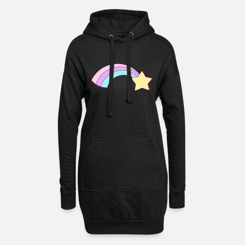 Regenbogen - Hoodie-Kleid - Schwarz